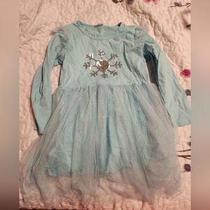 Blue GIRLS Long Sleeve Dress with Silver Snowflake SIZE 7/8